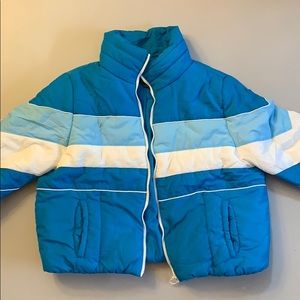 Blue and white 80’s looking puffer jacket